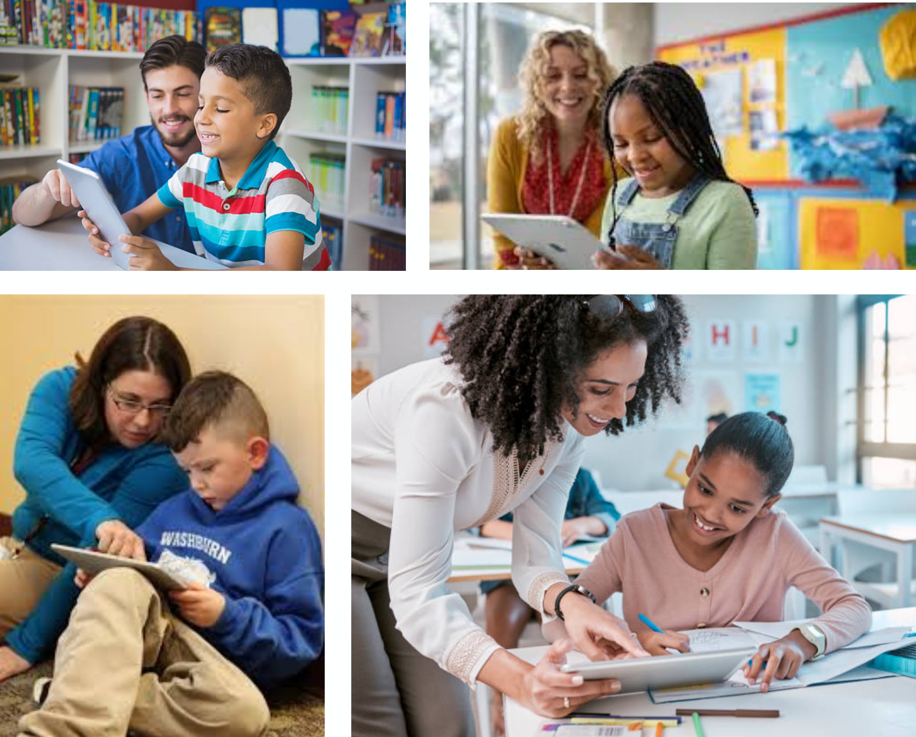 Students and teachers using iPads, where hover states don't exist